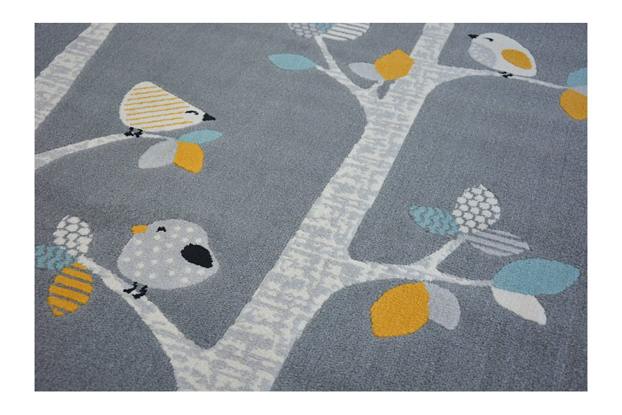 Koberec PASTEL 18405/072 -Ptáčci šedý