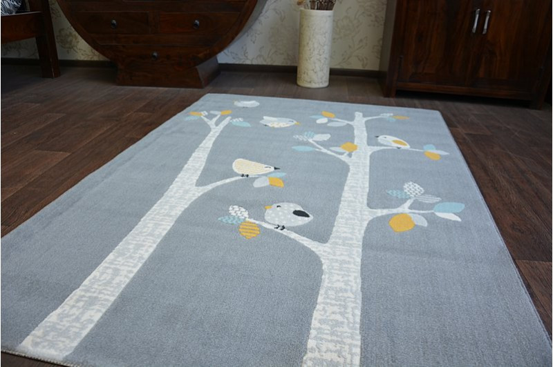 Koberec PASTEL 18405/072 -Ptáčci šedý