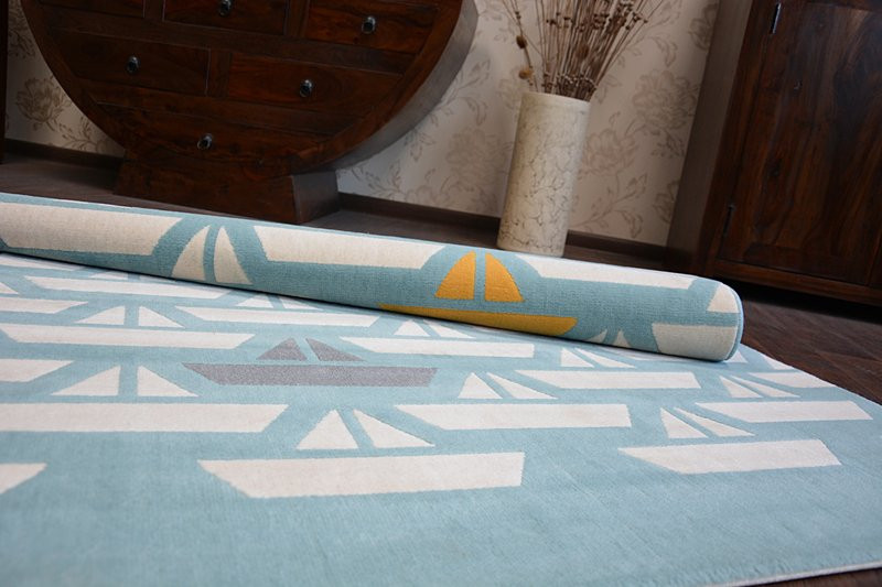 Koberec PASTEL 18411/032 - Lodičky tyrkys / krém / šedý / zlatý