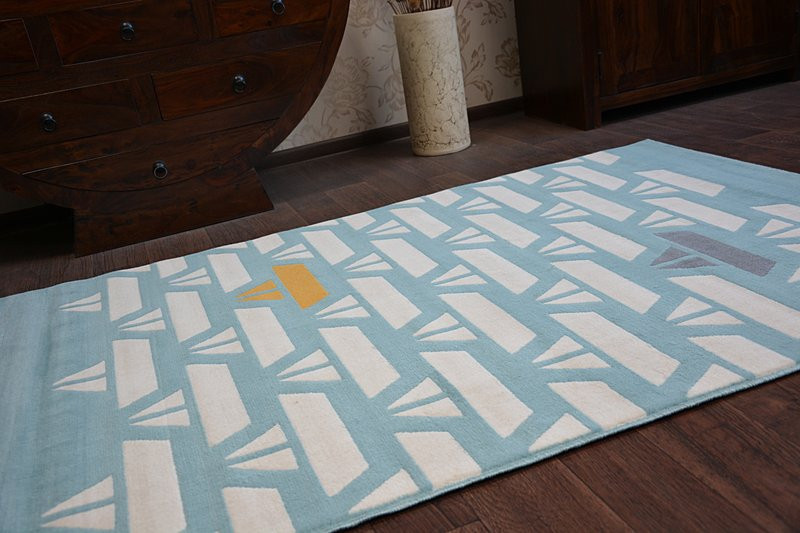 Koberec PASTEL 18411/032 - Lodičky tyrkys / krém / šedý / zlatý