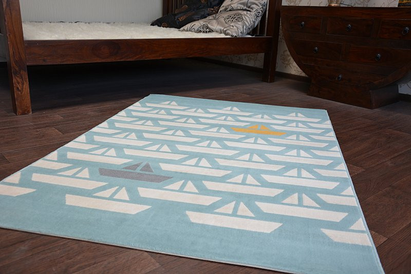 Koberec PASTEL 18411/032 - Lodičky tyrkys / krém / šedý / zlatý