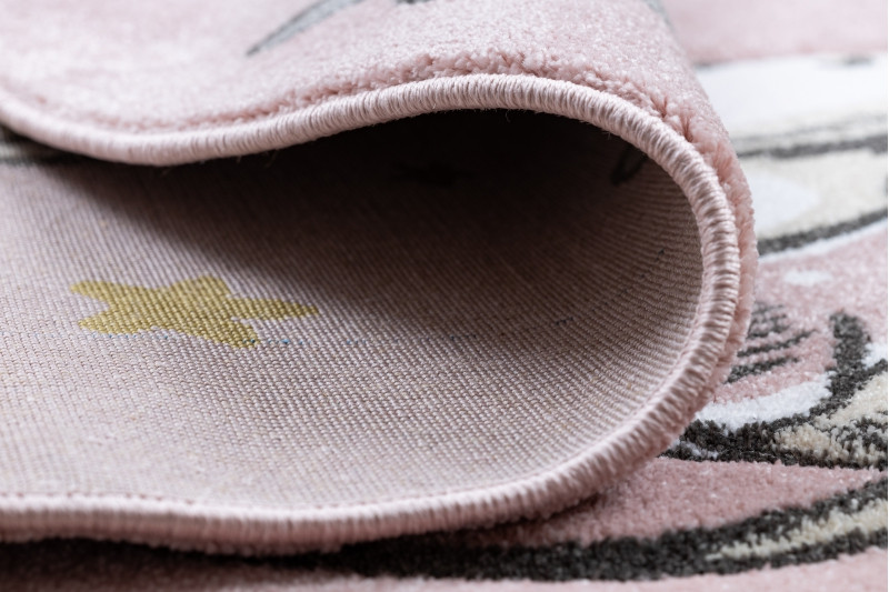 Koberec PETIT ELEPHANT Slůně HVĚZDY kruh růžový