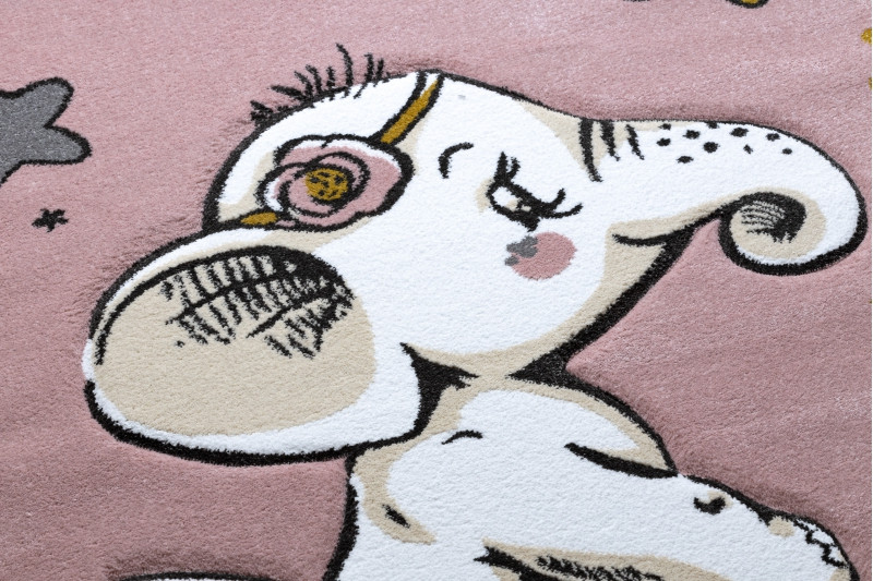 Koberec PETIT ELEPHANT Slůně HVĚZDY kruh růžový