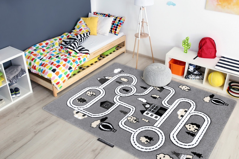 Koberec PETIT TOWN MĚSTO ULICE šedý