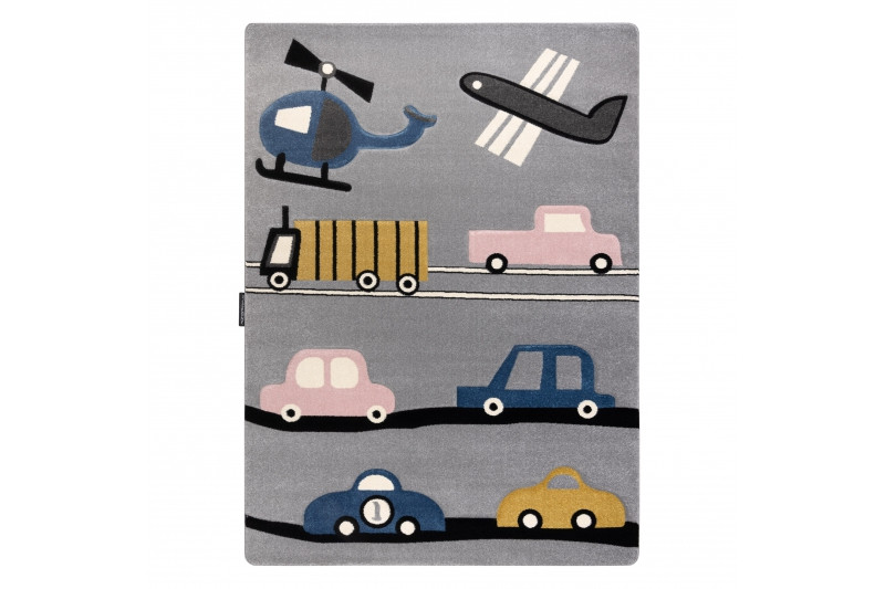 Koberec PETIT TOYS HRAČKY AUTA šedý