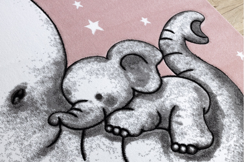 Koberec PETIT TRUMPET TRÚBA SLONÍ SLONÍK HVĚZDY růžový