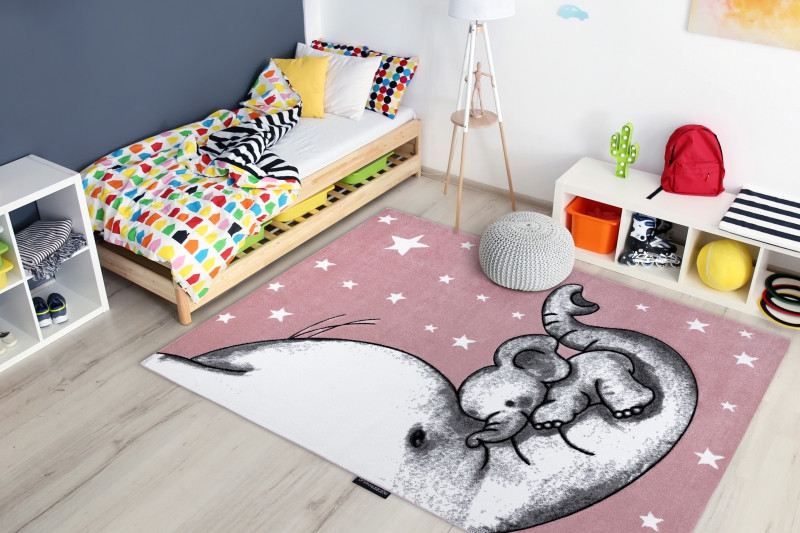Koberec PETIT TRUMPET TRÚBA SLONÍ SLONÍK HVĚZDY růžový