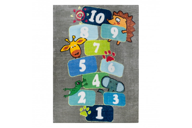 Koberec PLAY Klasy čísla zvířátka G3554-4 šedý