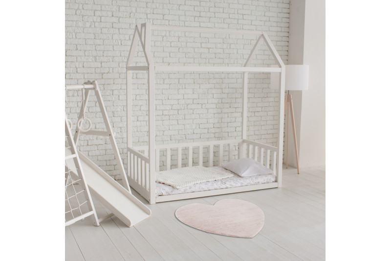 Koberec protiskluzový SHAPE 3105 Srdce Shaggy - špinavě růžový plyš