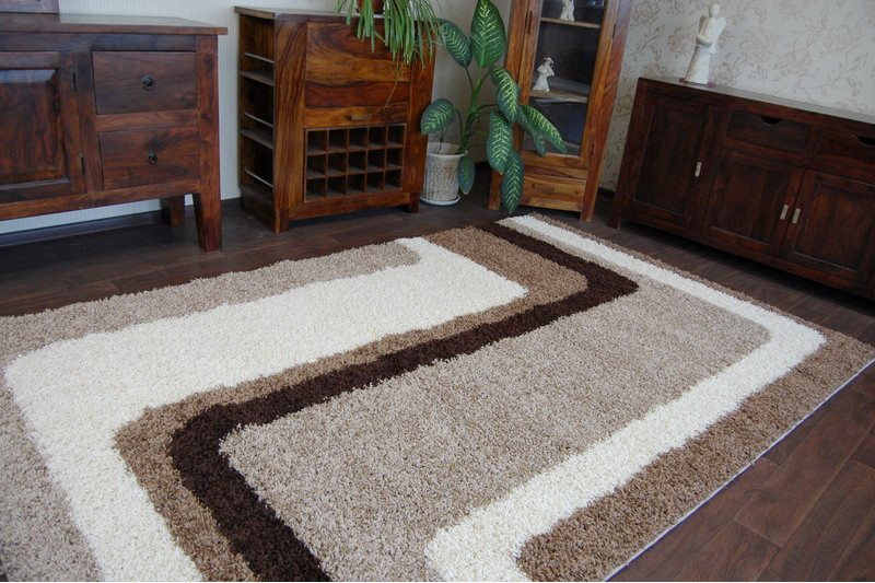 Koberec SHAGGY ZENA 2527 jasny béž/tmavý béž
