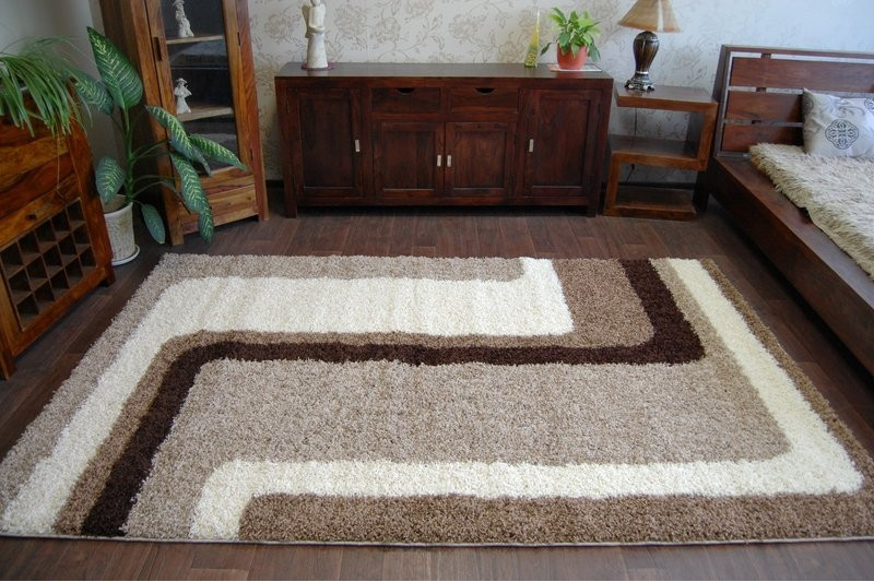 Koberec SHAGGY ZENA 2527 jasny béž/tmavý béž