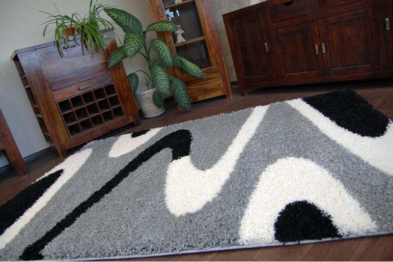 Koberec SHAGGY ZENA 3310 šedý / černý