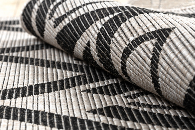 Koberec SIZAL FLOORLUX 20441 LISTÍ béž / černý