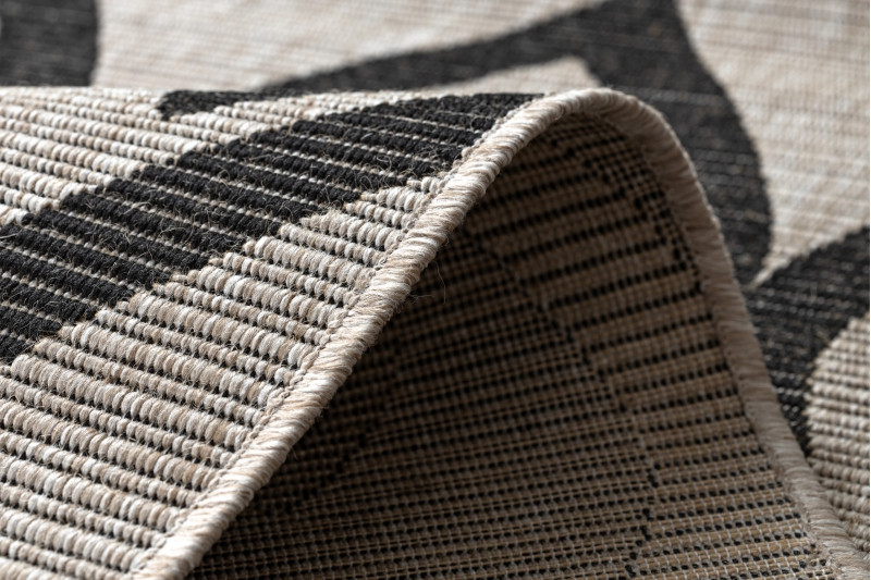 Koberec SIZAL FLOORLUX 20441 LISTÍ béž / černý