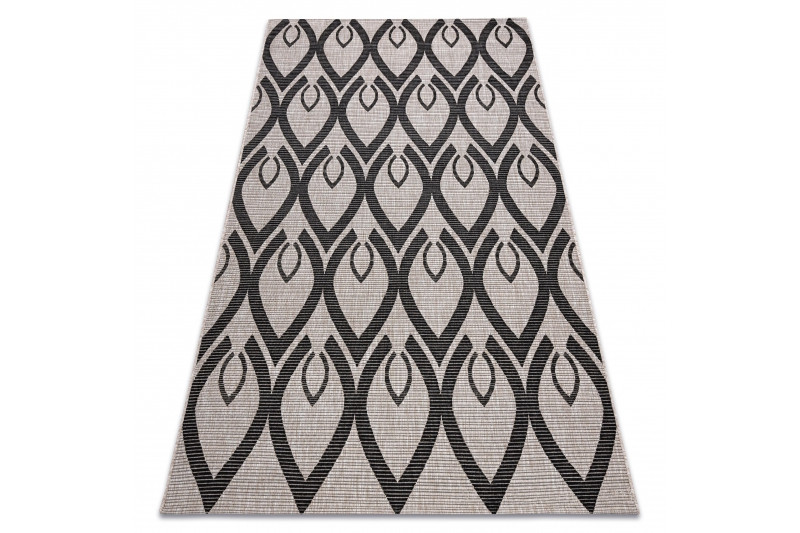 Koberec SIZAL FLOORLUX 20441 LISTÍ béž / černý