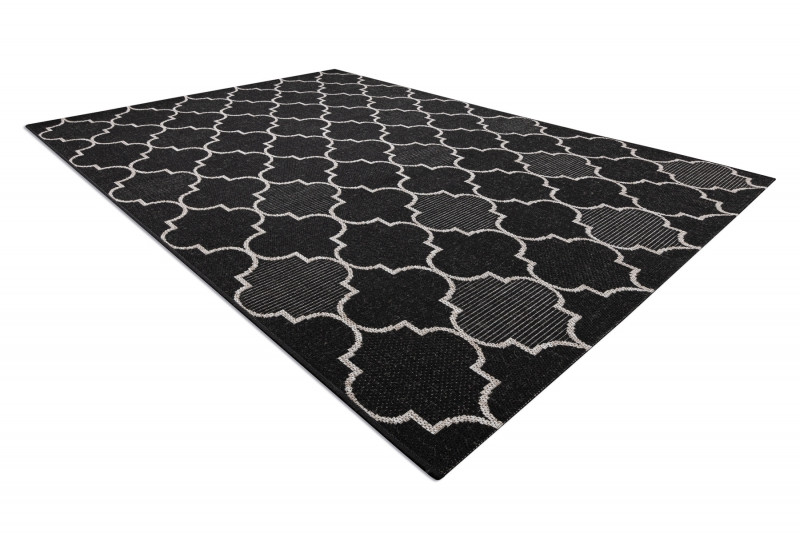 Koberec SIZAL FLOORLUX 20607 marokánský, Trellis - černý, stříbrný
