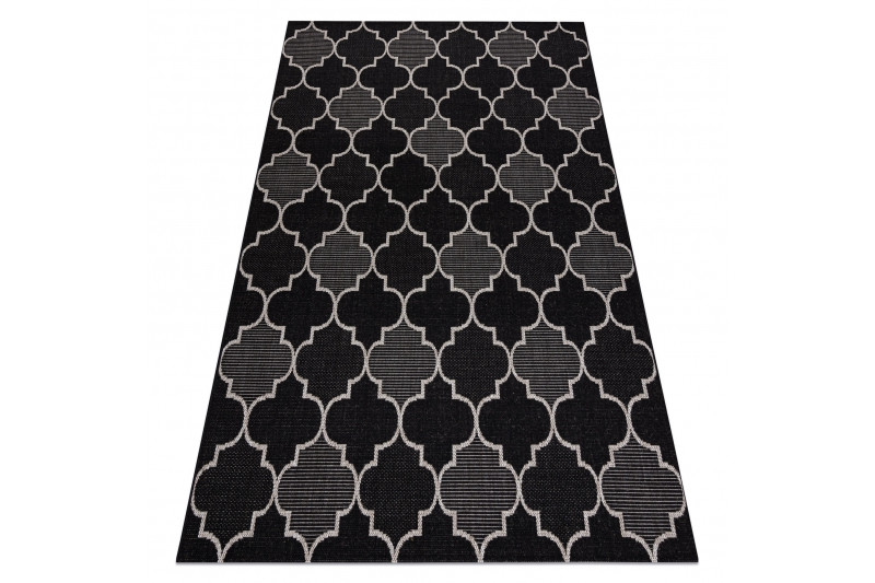 Koberec SIZAL FLOORLUX 20607 marokánský, Trellis - černý, stříbrný