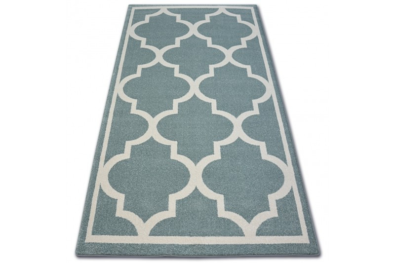 Koberec Sketch F730 tyrkysově / krémový trellis