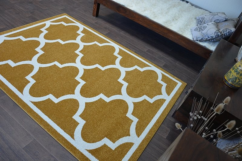 Koberec Sketch F730 zlato / krémový trellis