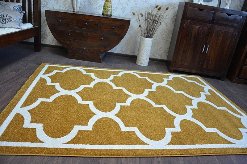 Koberec Sketch F730 zlato / krémový trellis