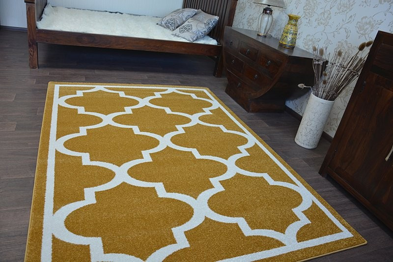 Koberec Sketch F730 zlato / krémový trellis