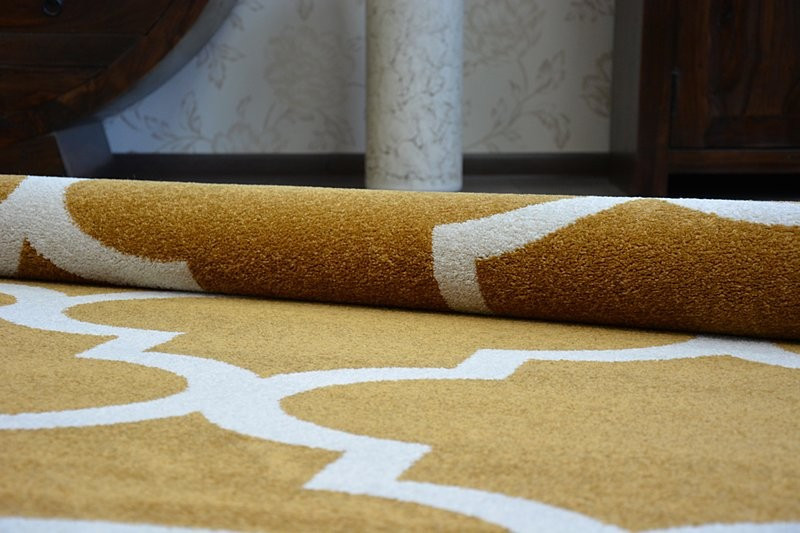 Koberec Sketch F730 zlato / krémový trellis