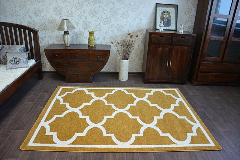 Koberec Sketch F730 zlato / krémový trellis