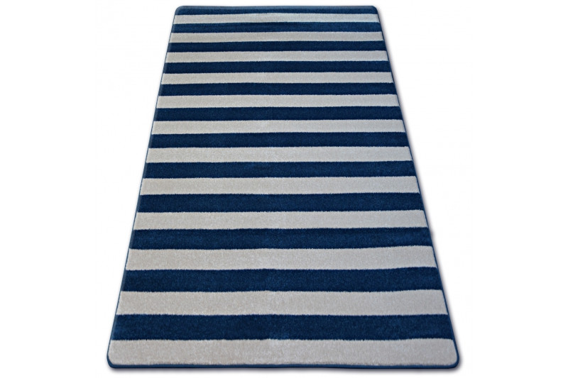 Koberec SKETCH F758 Modro / Bílý pásy