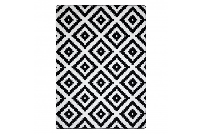 Koberec SKETCH - F998 krém / černý - Čtverce Ruta