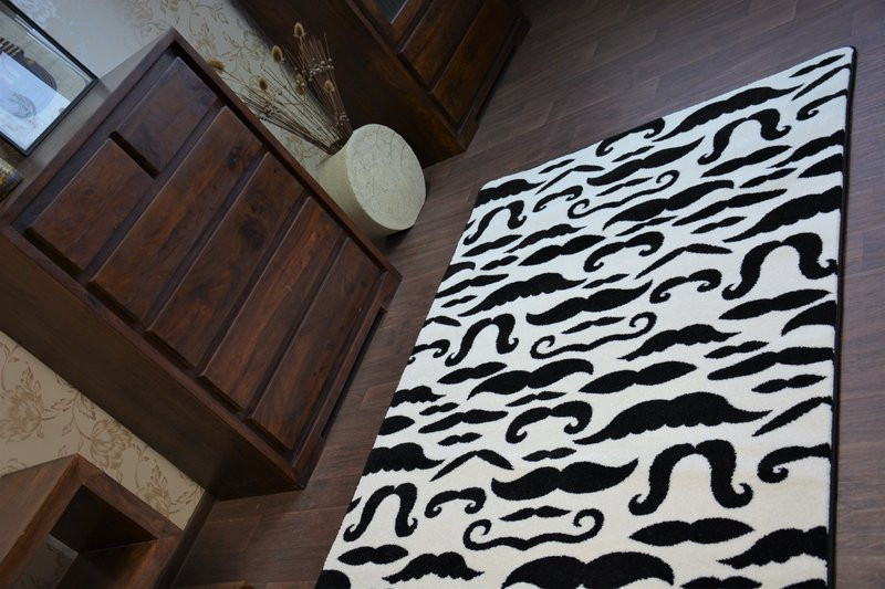 Koberec SKETCH - FA67 krém / černý - vousy