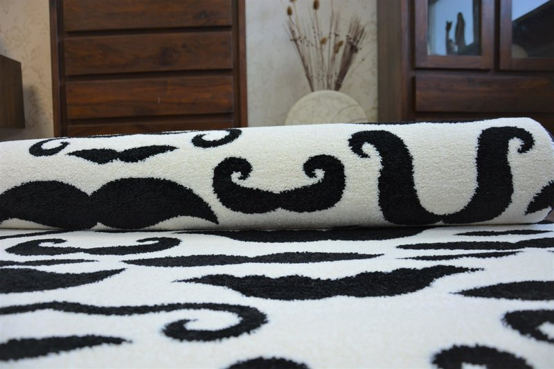 Koberec SKETCH - FA67 krém / černý - vousy