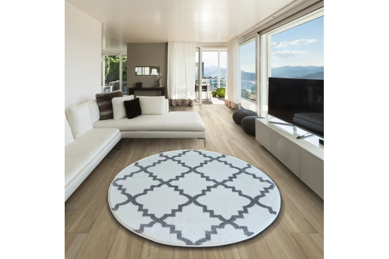 Koberec SKETCH kruh F343 bílo / šedý