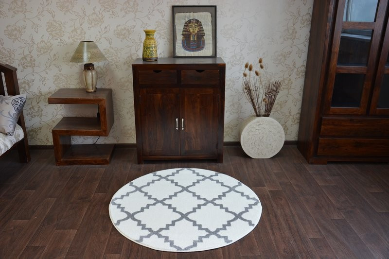 Koberec SKETCH kruh F343 bílo / šedý