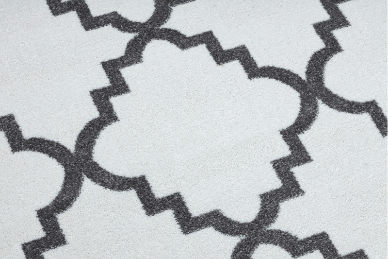 Koberec SKETCH kruh - F343 krém / šedý koniczyna marokánský trellis