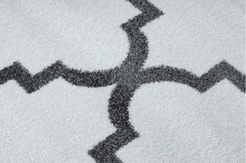 Koberec SKETCH kruh - F343 krém / šedý koniczyna marokánský trellis