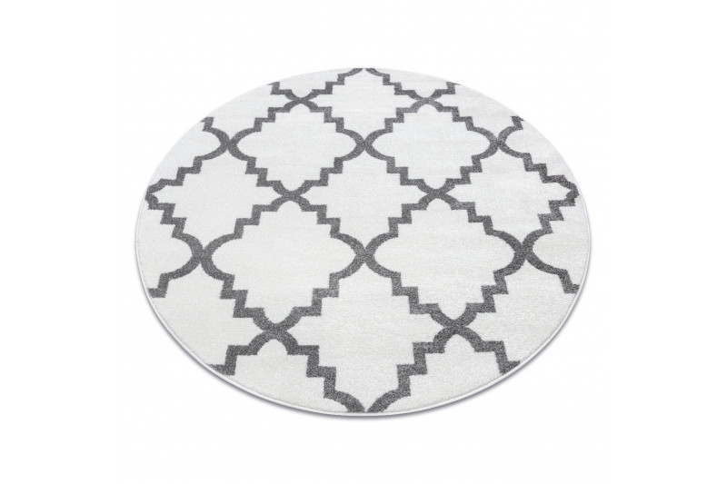 Koberec SKETCH kruh - F343 krém / šedý koniczyna marokánský trellis