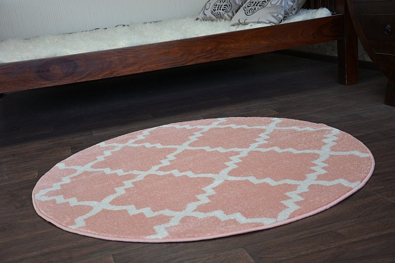 Koberec SKETCH kruh F343 Růžovo / Krémový