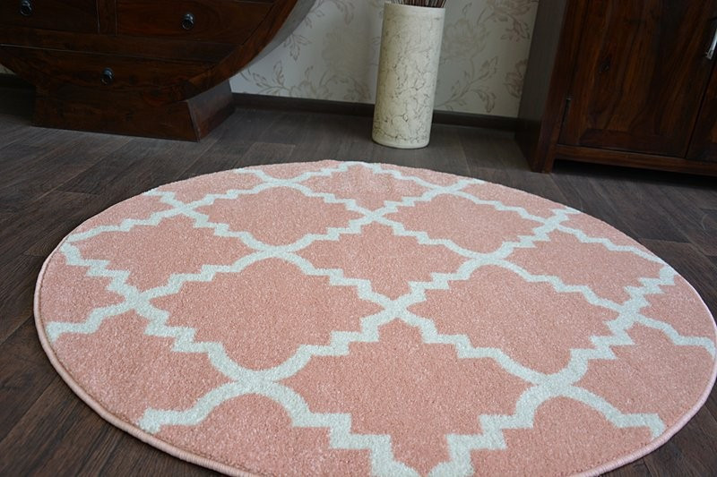Koberec SKETCH kruh F343 Růžovo / Krémový