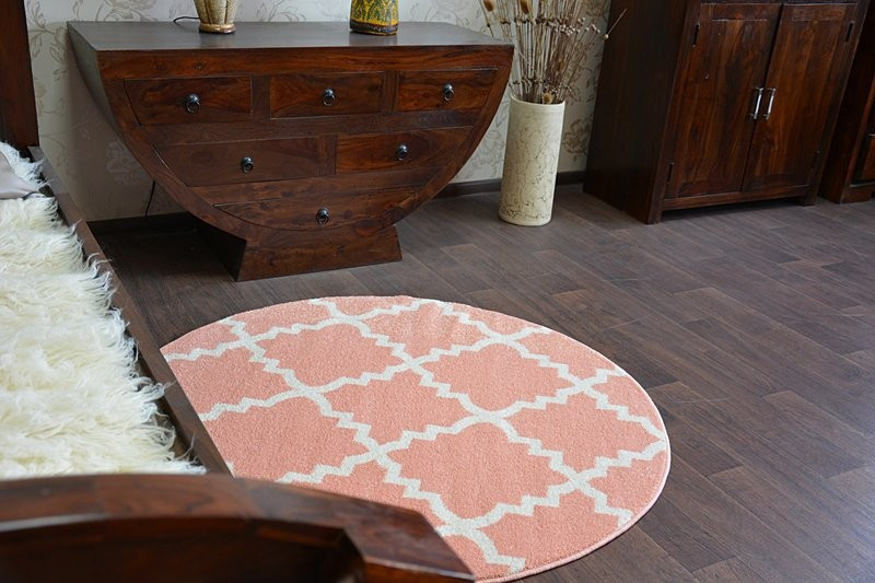 Koberec SKETCH kruh F343 Růžovo / Krémový