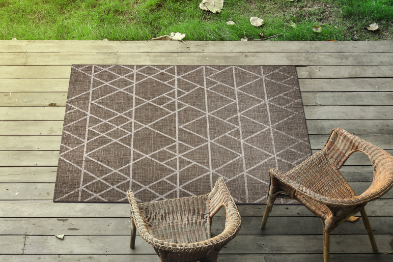 Koberec šňůrkový SIZAL FLOORLUX 20508 taupe / champagne trojúhelníky