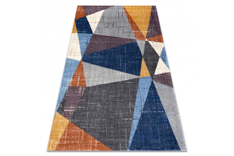 Koberec  SOFT 6162 geometric šedý/nebeský/měděný