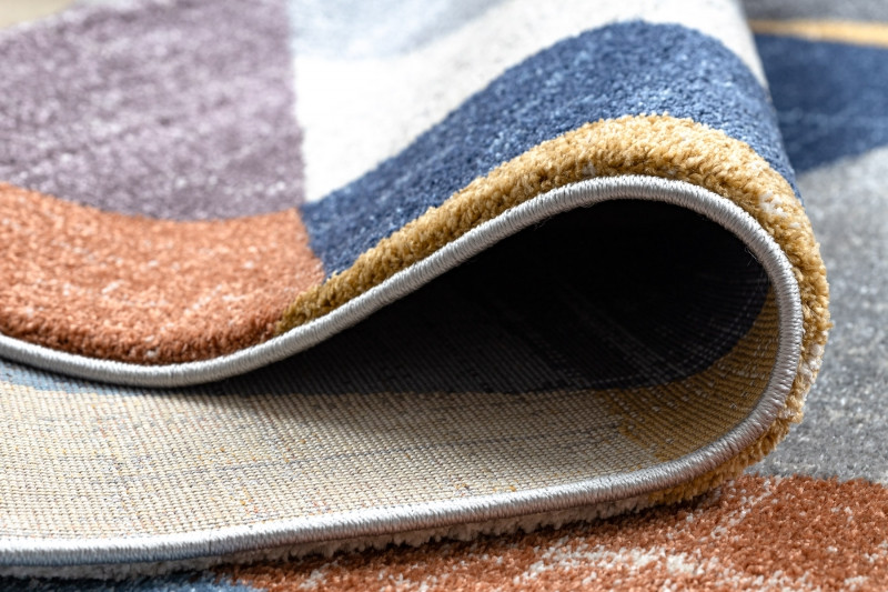 Koberec  SOFT 6162 geometric šedý/nebeský/měděný