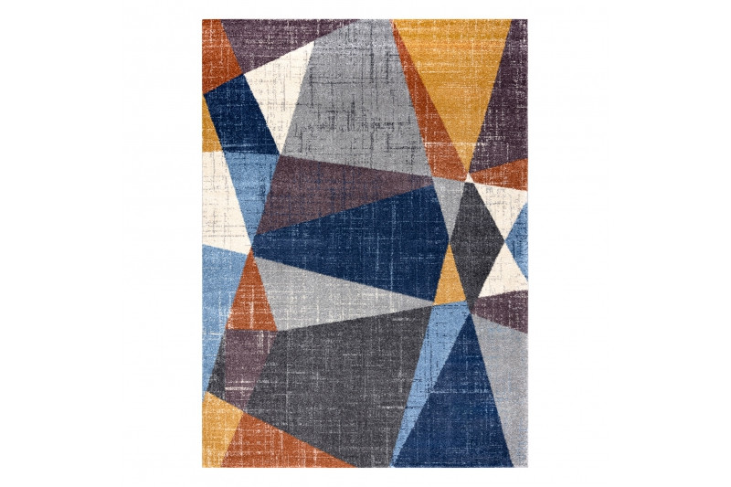 Koberec  SOFT 6162 geometric šedý/nebeský/měděný