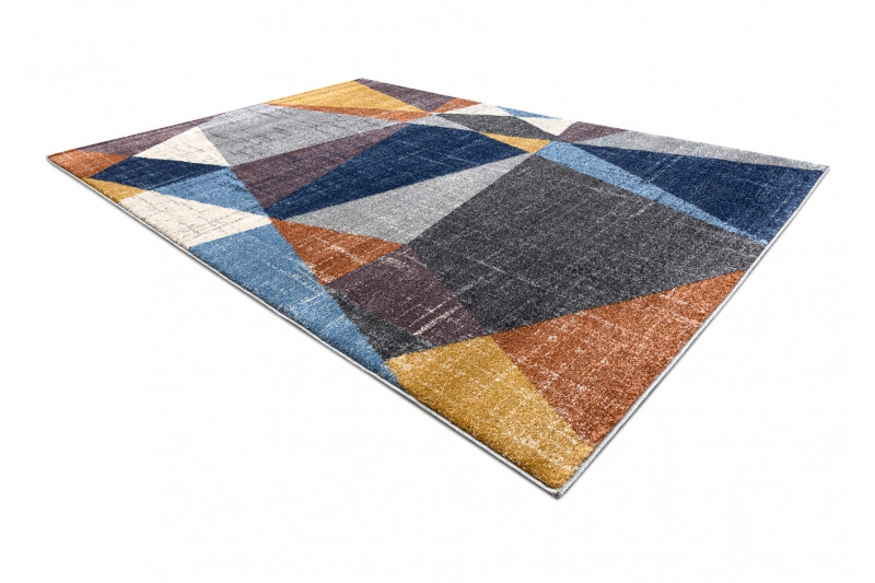 Koberec  SOFT 6162 geometric šedý/nebeský/měděný