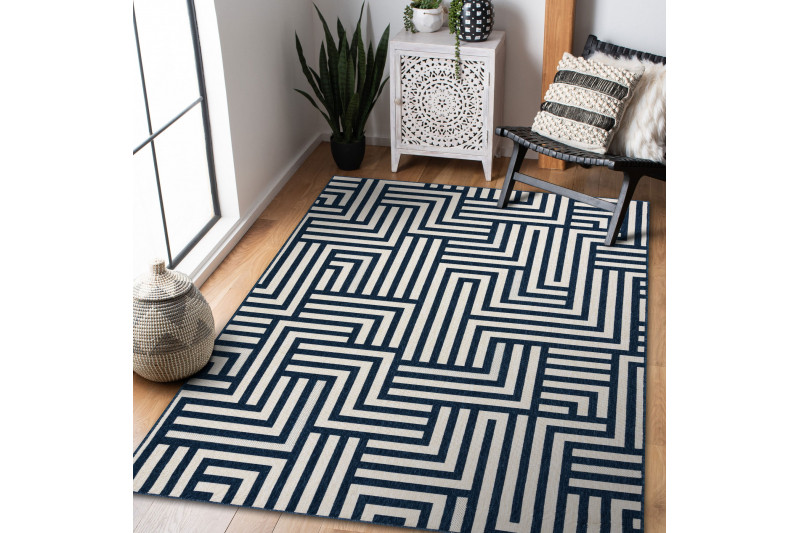 Koberec SPRING 20421994 labyrint - krémový / modrý