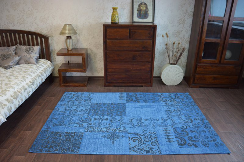 Koberec Vintage 22215/073 nebeský / šedý