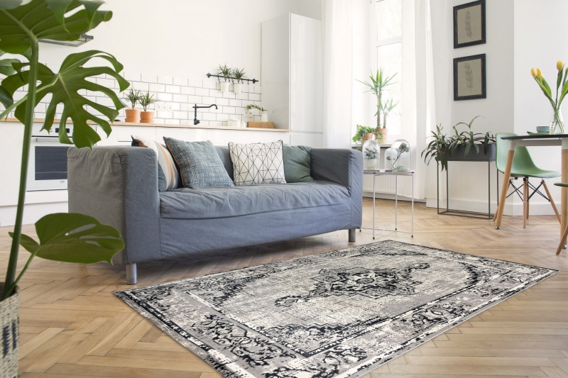 Koberec Vintage rozeta 22235556 šedý / černý