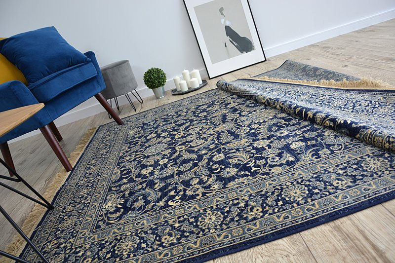 Koberec WINDSOR 22935 ŽAKARD tmavomodrý - Kvety