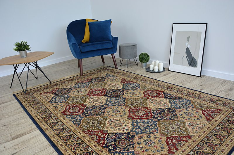 Koberec WINDSOR 22937 ROZETY FREDZLE tradiční tmavomodrý