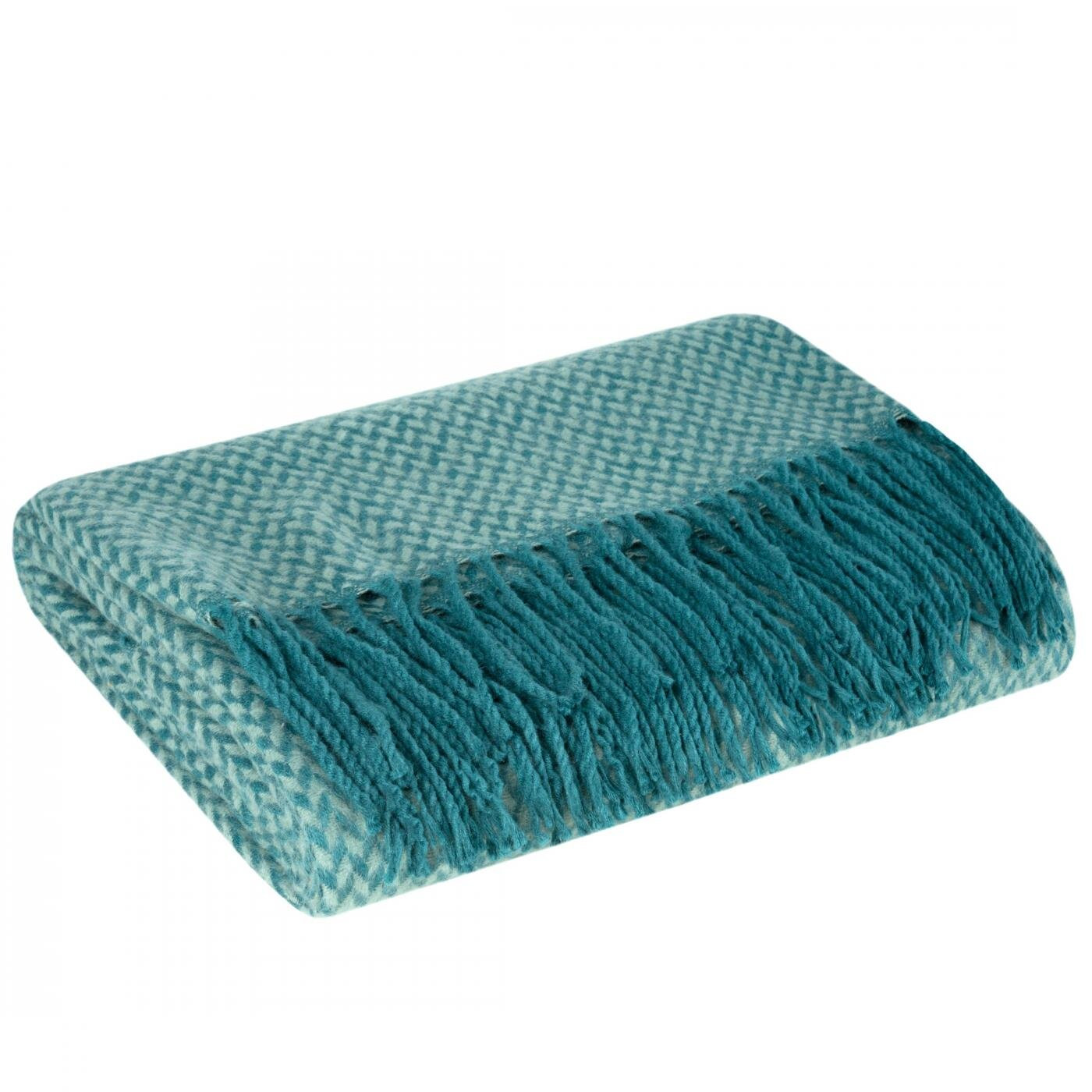 Deka AKRYL s třásněmi, mátová / tyrkysová